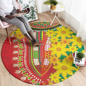 Afro Ethiopian New Year Round Carpet Enkutatash Adey Abeba Flower Art