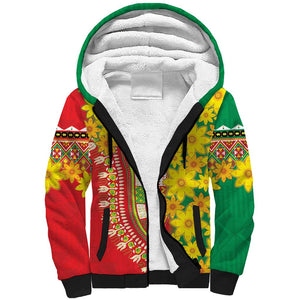 Afro Ethiopian New Year Sherpa Hoodie Enkutatash Adey Abeba Flower Art