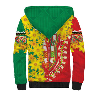 Afro Ethiopian New Year Sherpa Hoodie Enkutatash Adey Abeba Flower Art