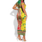 Afro Ethiopian New Year Short Sleeve Bodycon Dress Enkutatash Adey Abeba Flower Art LT9