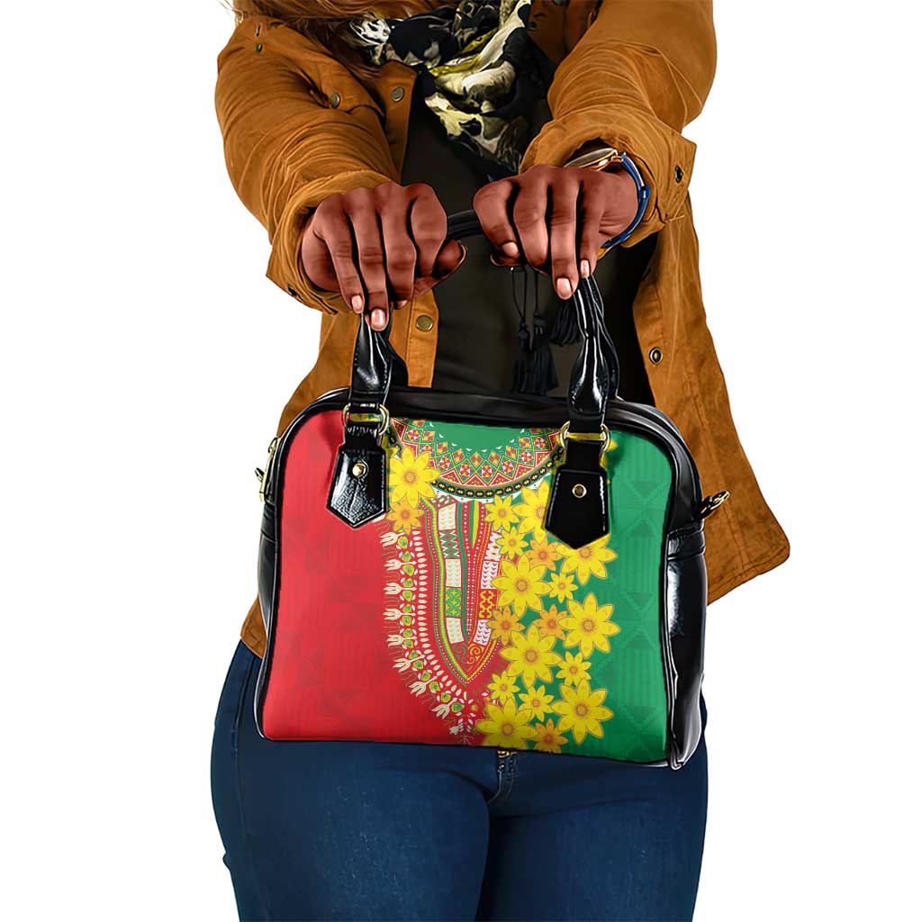 Afro Ethiopian New Year Shoulder Handbag Enkutatash Adey Abeba Flower Art