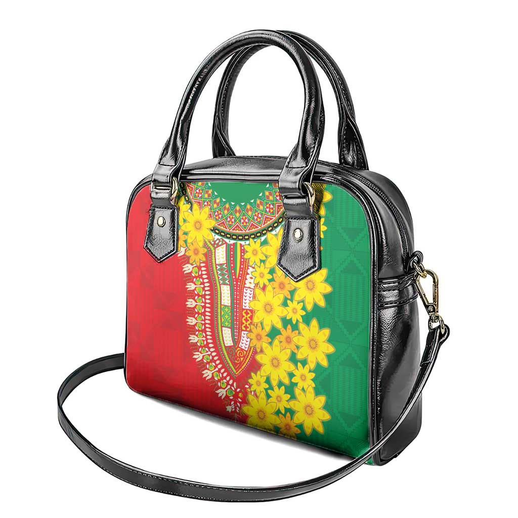 Afro Ethiopian New Year Shoulder Handbag Enkutatash Adey Abeba Flower Art