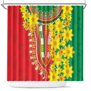 Afro Ethiopian New Year Shower Curtain Enkutatash Adey Abeba Flower Art