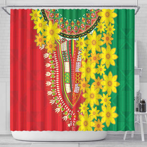 Afro Ethiopian New Year Shower Curtain Enkutatash Adey Abeba Flower Art