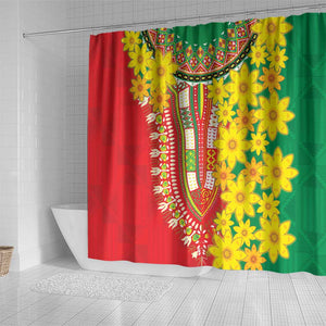 Afro Ethiopian New Year Shower Curtain Enkutatash Adey Abeba Flower Art