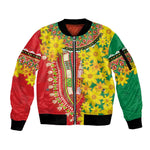 Afro Ethiopian New Year Sleeve Zip Bomber Jacket Enkutatash Adey Abeba Flower Art