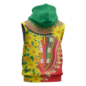 Afro Ethiopian New Year Sleeveless Zip Hoodie Enkutatash Adey Abeba Flower Art - African Pride
