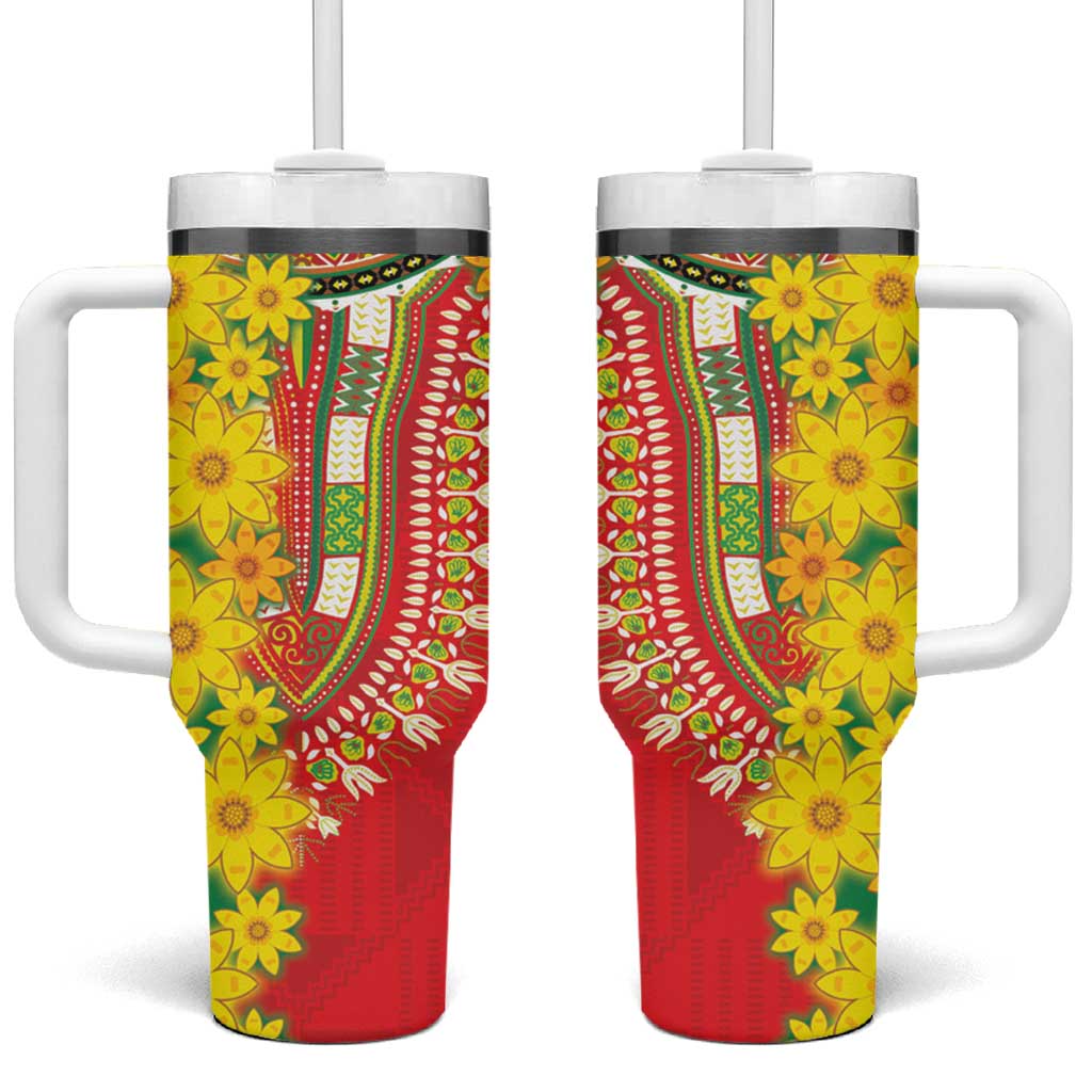 Afro Ethiopian New Year Tumbler With Handle Enkutatash Adey Abeba Flower Art