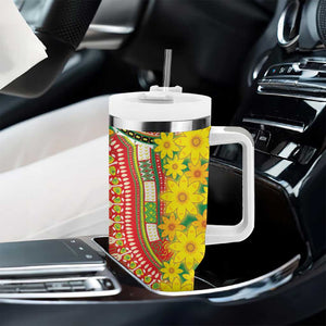 Afro Ethiopian New Year Tumbler With Handle Enkutatash Adey Abeba Flower Art