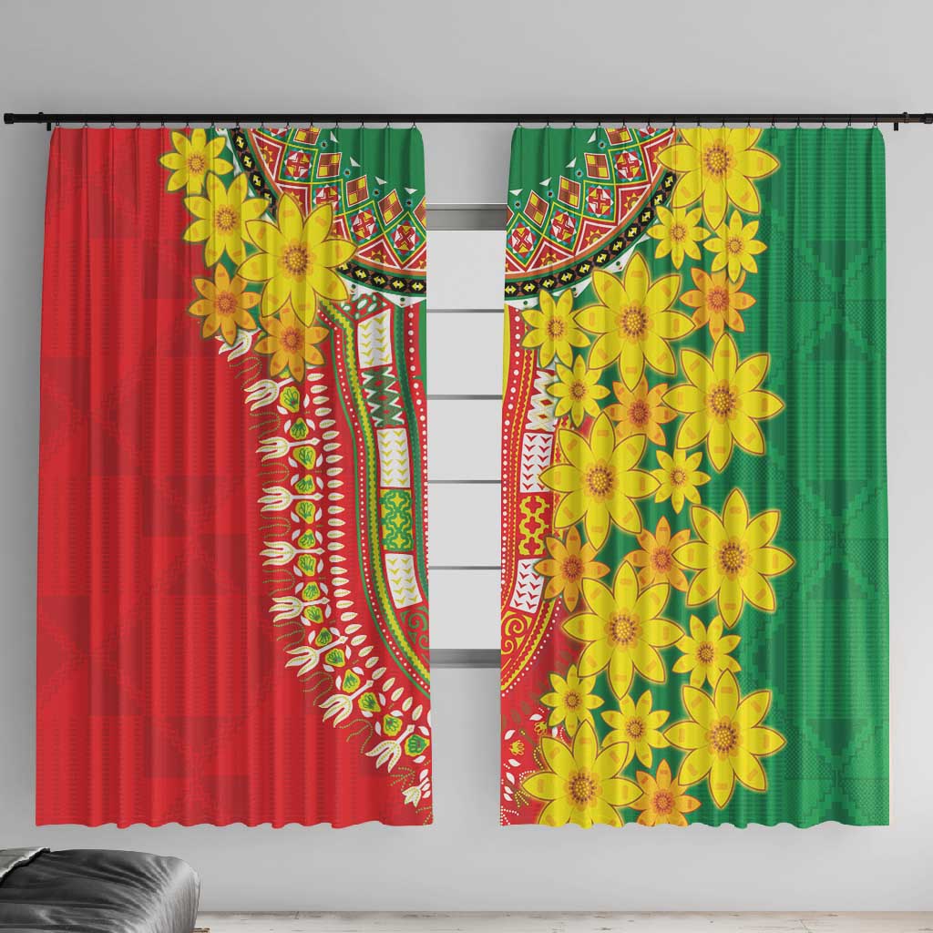 Afro Ethiopian New Year Window Curtain Enkutatash Adey Abeba Flower Art