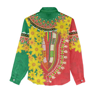 Afro Ethiopian New Year Women Casual Shirt Enkutatash Adey Abeba Flower Art