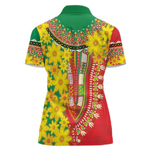 Afro Ethiopian New Year Women Polo Shirt Enkutatash Adey Abeba Flower Art