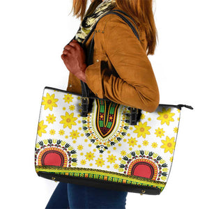 Afro Enkutatash Dashiki and Adey Abeba Leather Tote Bag