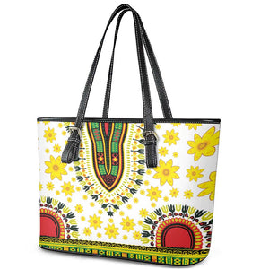 Afro Enkutatash Dashiki and Adey Abeba Leather Tote Bag