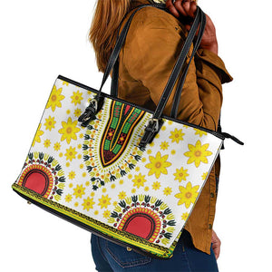 Afro Enkutatash Dashiki and Adey Abeba Leather Tote Bag