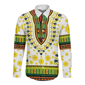 Afro Enkutatash Dashiki and Adey Abeba Long Sleeve Button Shirt