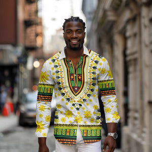 Afro Enkutatash Dashiki and Adey Abeba Long Sleeve Button Shirt