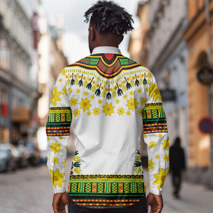 Afro Enkutatash Dashiki and Adey Abeba Long Sleeve Button Shirt