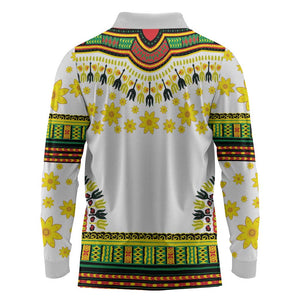 Afro Enkutatash Dashiki and Adey Abeba Long Sleeve Polo Shirt