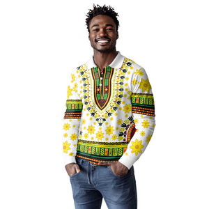 Afro Enkutatash Dashiki and Adey Abeba Long Sleeve Polo Shirt