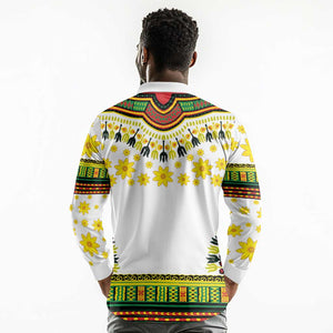 Afro Enkutatash Dashiki and Adey Abeba Long Sleeve Polo Shirt