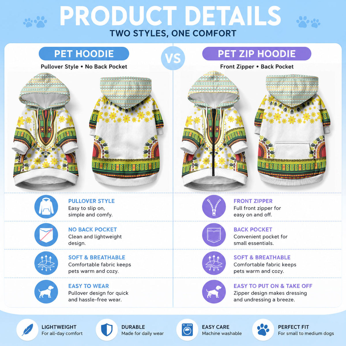 Afro Enkutatash Dashiki and Adey Abeba Pet Hoodie