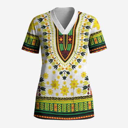 Afro Enkutatash Dashiki and Adey Abeba Scrub Top