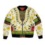 Afro Enkutatash Dashiki and Adey Abeba Sleeve Zip Bomber Jacket