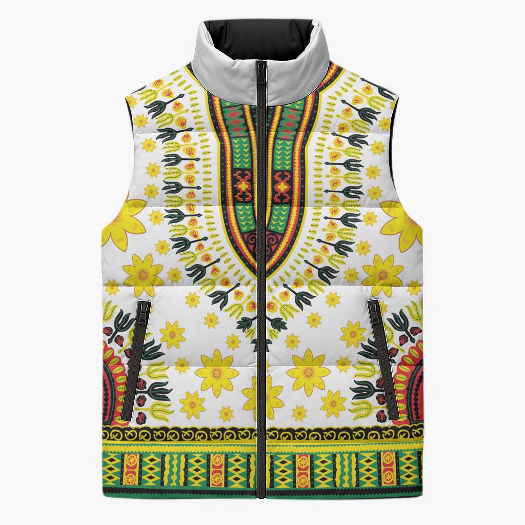 Afro Enkutatash Dashiki and Adey Abeba Sleeveless Puffer Jacket