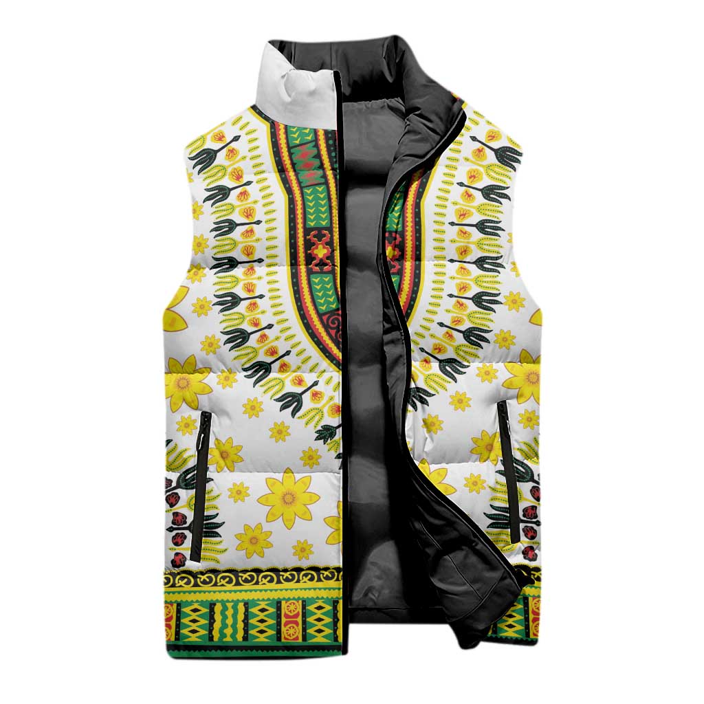 Afro Enkutatash Dashiki and Adey Abeba Sleeveless Puffer Jacket