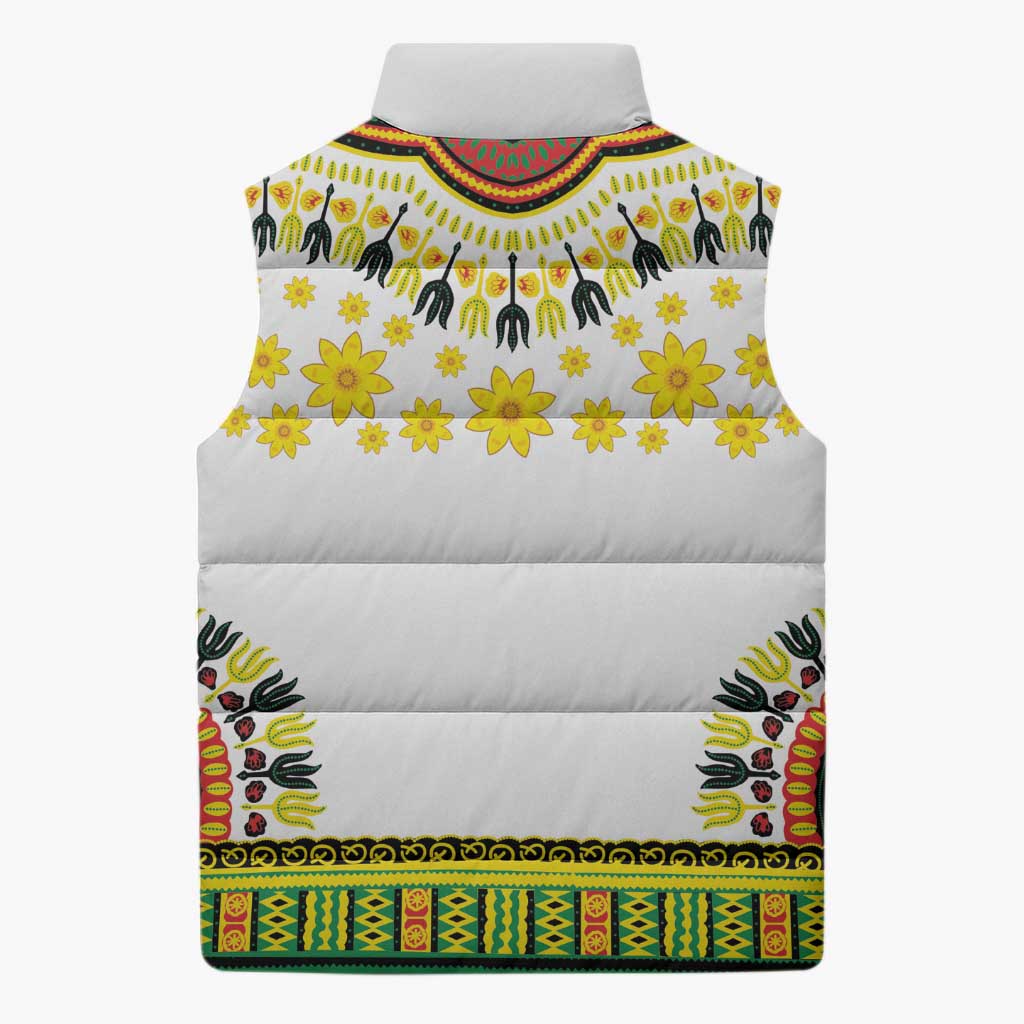 Afro Enkutatash Dashiki and Adey Abeba Sleeveless Puffer Jacket