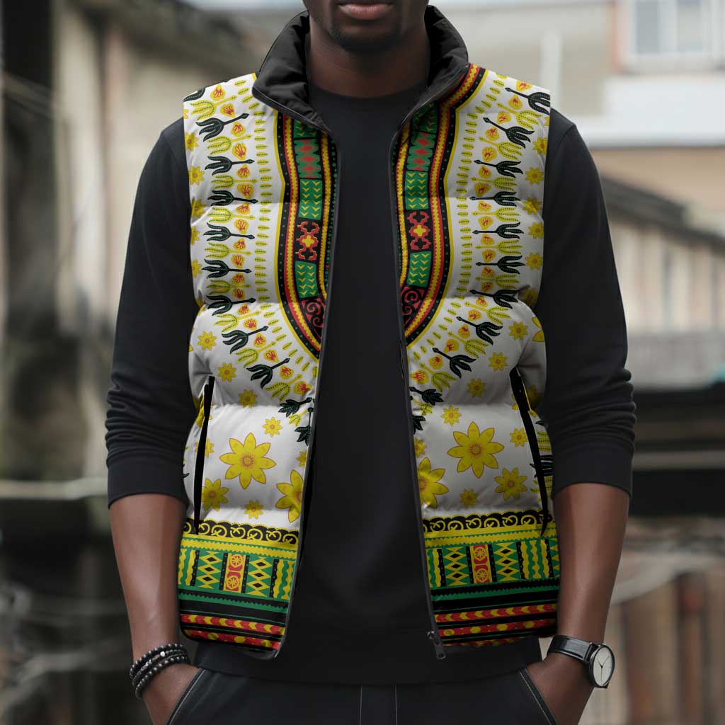 Afro Enkutatash Dashiki and Adey Abeba Sleeveless Puffer Jacket