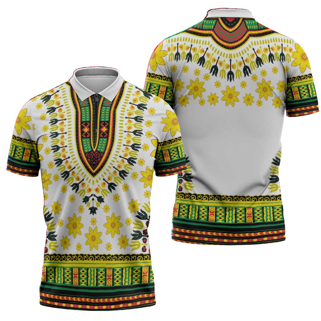 Afro Enkutatash Dashiki and Adey Abeba Zipper Polo Shirt