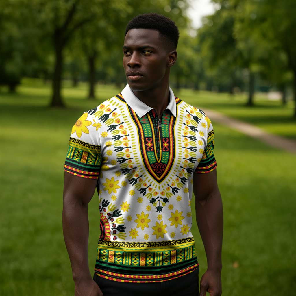 Afro Enkutatash Dashiki and Adey Abeba Zipper Polo Shirt