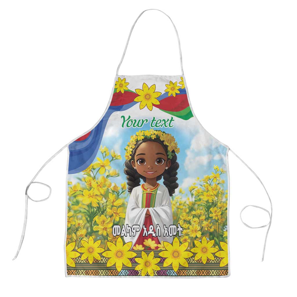 Happy Enkutatash Eritrea Personalized Apron Beautiful Afro Girl Adey Abeba Flower