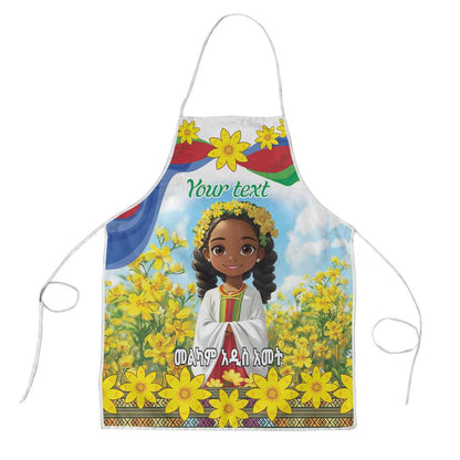 Happy Enkutatash Eritrea Personalized Apron Beautiful Afro Girl Adey Abeba Flower
