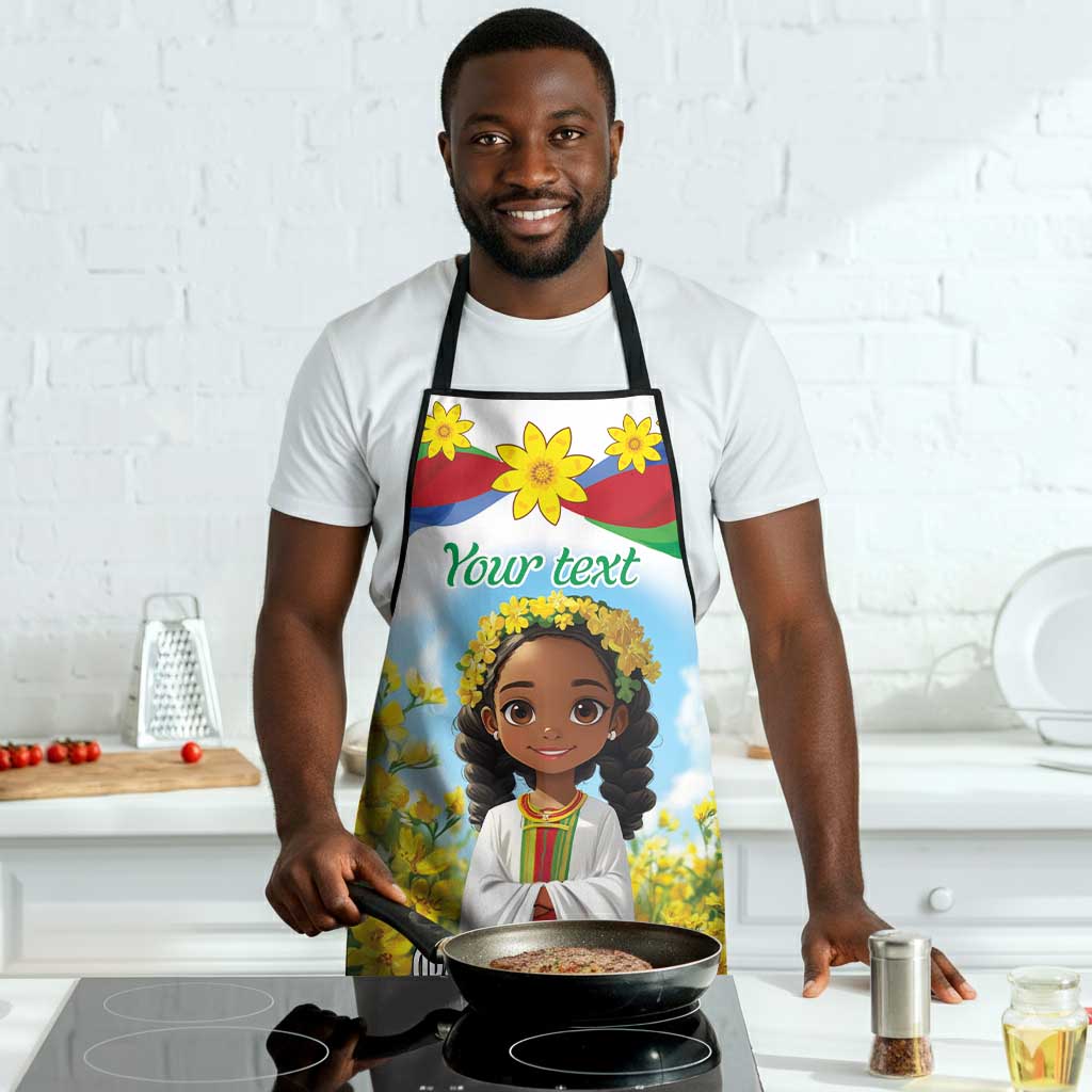 Happy Enkutatash Eritrea Personalized Apron Beautiful Afro Girl Adey Abeba Flower