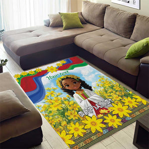 Happy Enkutatash Eritrea Personalized Area Rug Beautiful Afro Girl Adey Abeba Flower