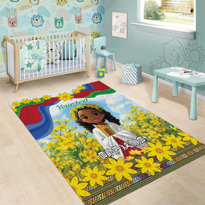 Happy Enkutatash Eritrea Personalized Area Rug Beautiful Afro Girl Adey Abeba Flower