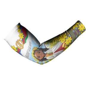Happy Enkutatash Eritrea Personalized Arm Sleeves Beautiful Afro Girl Adey Abeba Flower