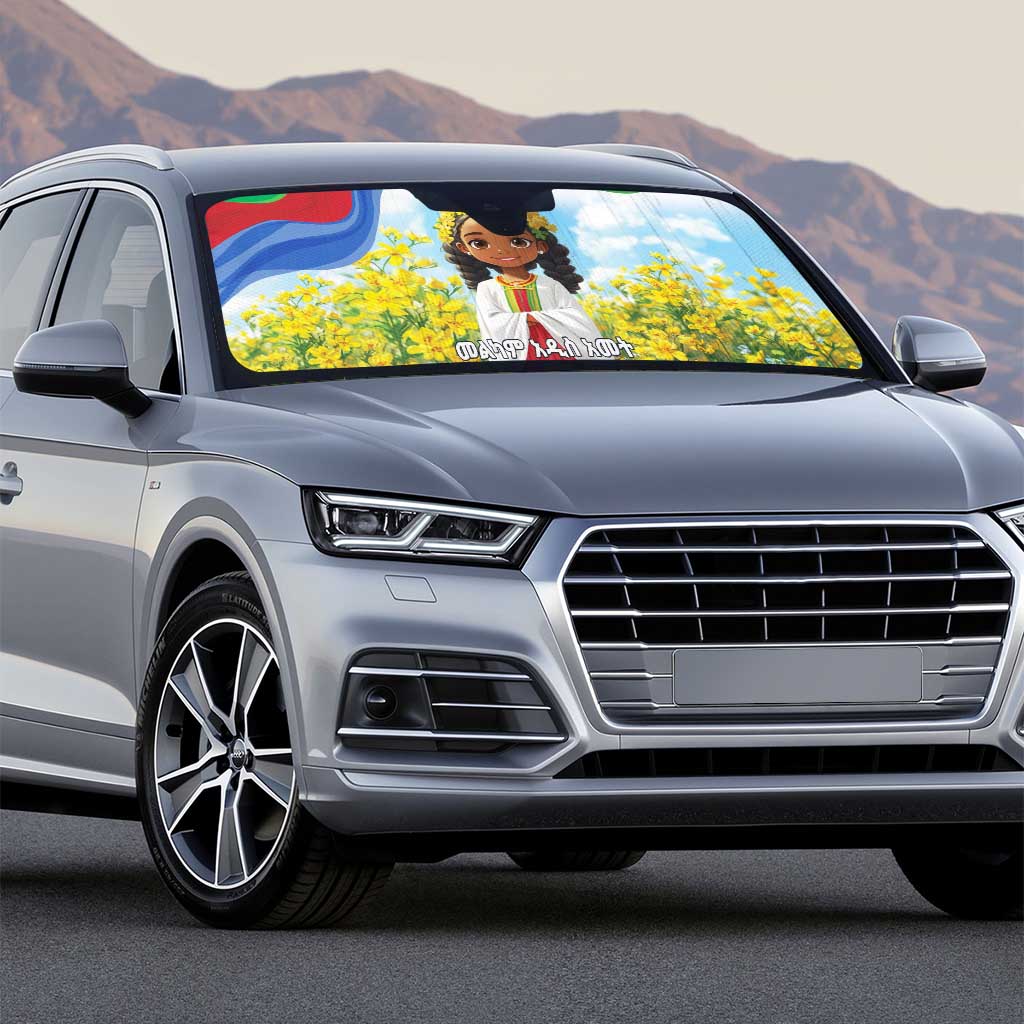 Happy Enkutatash Eritrea Personalized Auto Sun Shade Beautiful Afro Girl Adey Abeba Flower