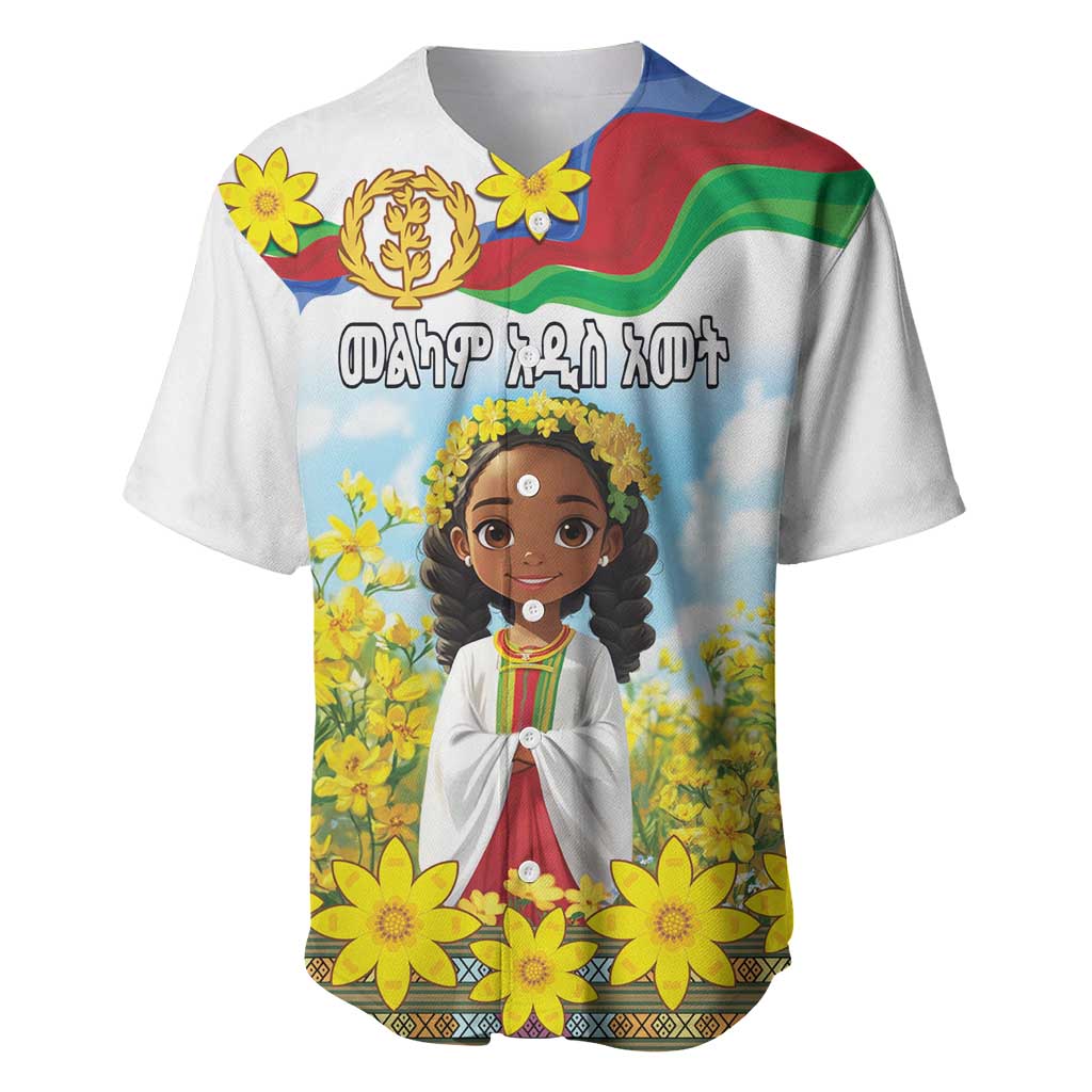 Happy Enkutatash Eritrea Personalized Baseball Jersey Beautiful Afro Girl Adey Abeba Flower