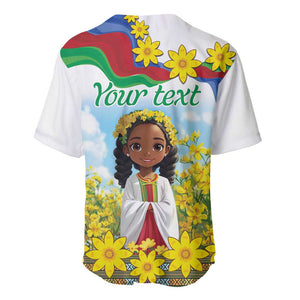 Happy Enkutatash Eritrea Personalized Baseball Jersey Beautiful Afro Girl Adey Abeba Flower