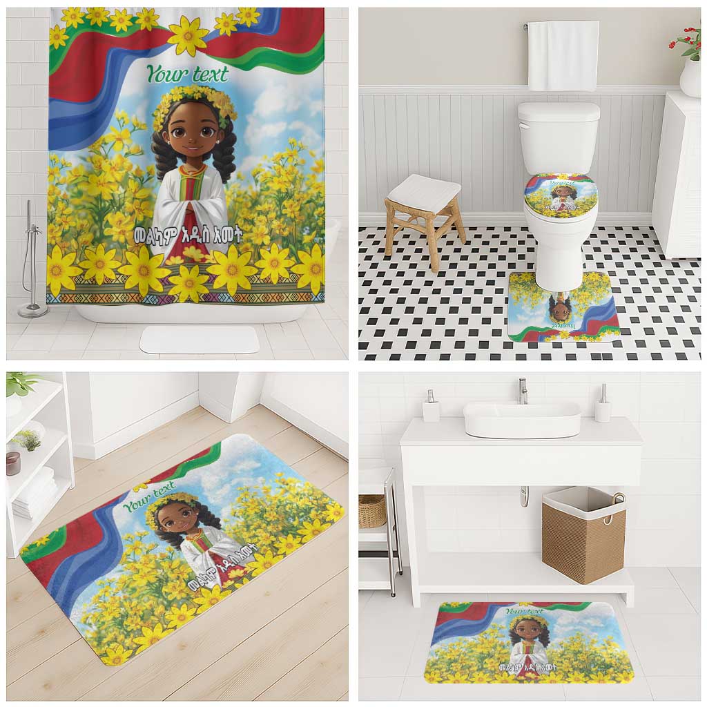 Happy Enkutatash Eritrea Personalized Bathroom Set Beautiful Afro Girl Adey Abeba Flower