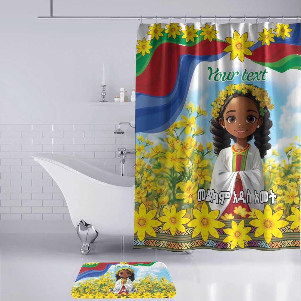 Happy Enkutatash Eritrea Personalized Bathroom Set Beautiful Afro Girl Adey Abeba Flower
