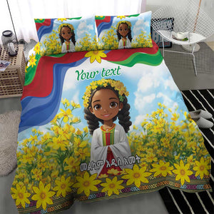 Happy Enkutatash Eritrea Personalized Bedding Set Beautiful Afro Girl Adey Abeba Flower