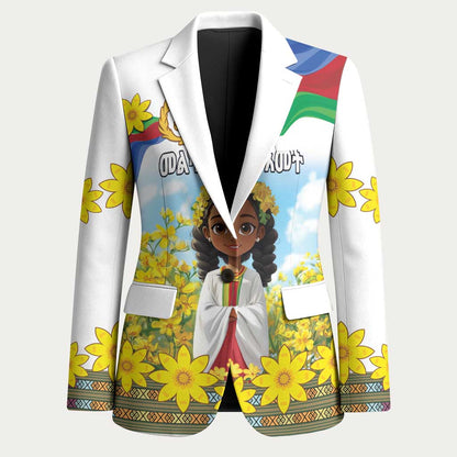 Happy Enkutatash Eritrea Personalized Blazer Beautiful Afro Girl Adey Abeba Flower