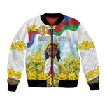 Happy Enkutatash Eritrea Personalized Bomber Jacket Beautiful Afro Girl Adey Abeba Flower