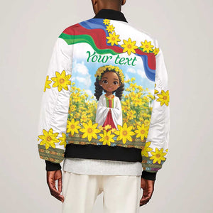 Happy Enkutatash Eritrea Personalized Bomber Jacket Beautiful Afro Girl Adey Abeba Flower