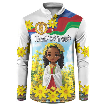 Happy Enkutatash Eritrea Personalized Button Sweatshirt Beautiful Afro Girl Adey Abeba Flower